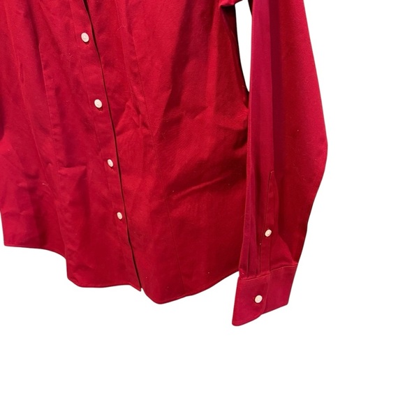 Talbots Womens Red Button Down Shirt 6P Long Sleeve Cotton Career Office Classic - Picture 5 of 12